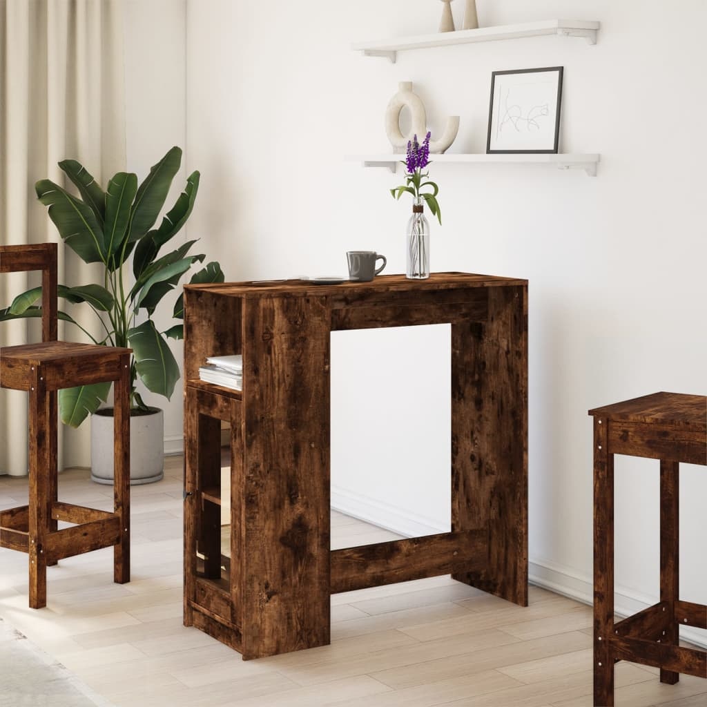 VidaXL Bartafel met rekken 101x40x103,5 cm bewerkt hout gerookt eiken