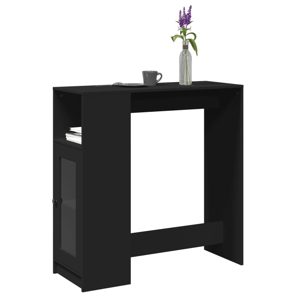 VidaXL Bartafel met rekken 101x40x103,5 cm bewerkt hout zwart
