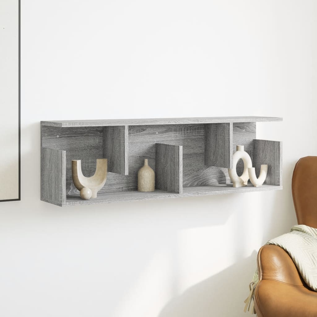 VidaXL Wandkast 100x20x30 cm bewerkt hout grijs sonoma eikenkleurig