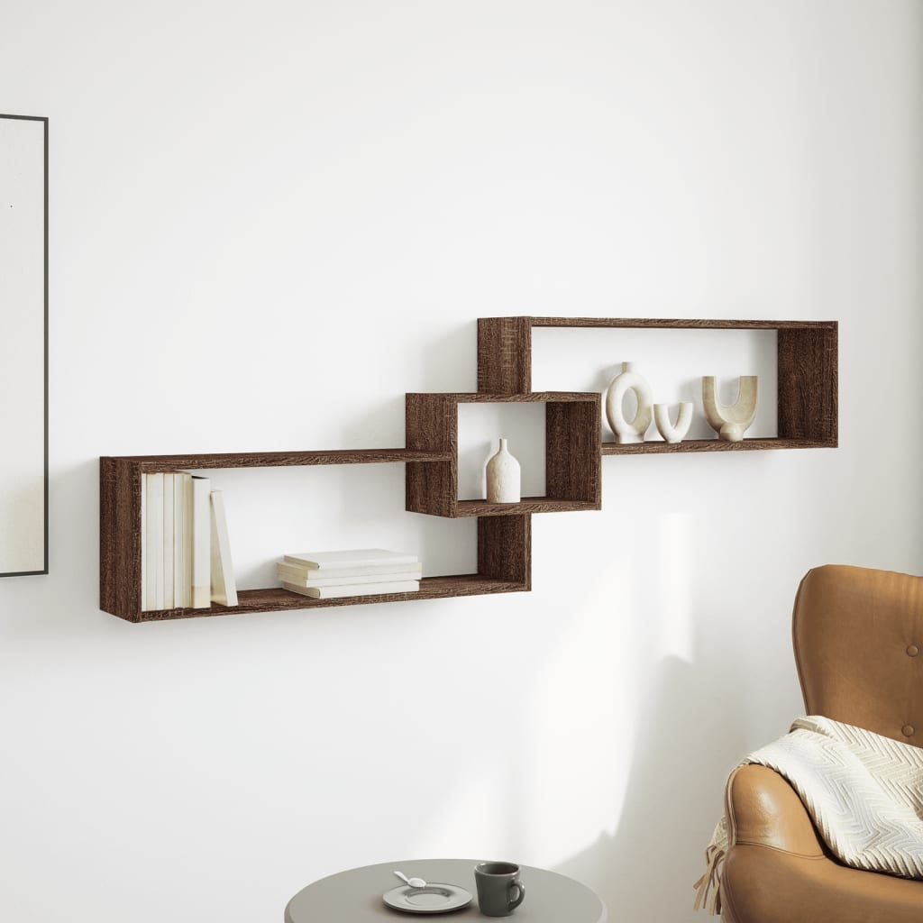 VidaXL Wandkast 158x18x53 cm bewerkt hout bruin eikenkleur