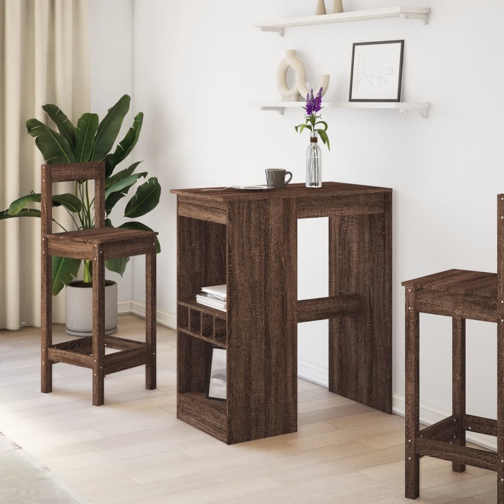 VidaXL Bartafel met rekken 90x47,5x103,5 cm bewerkt hout bruin eiken
