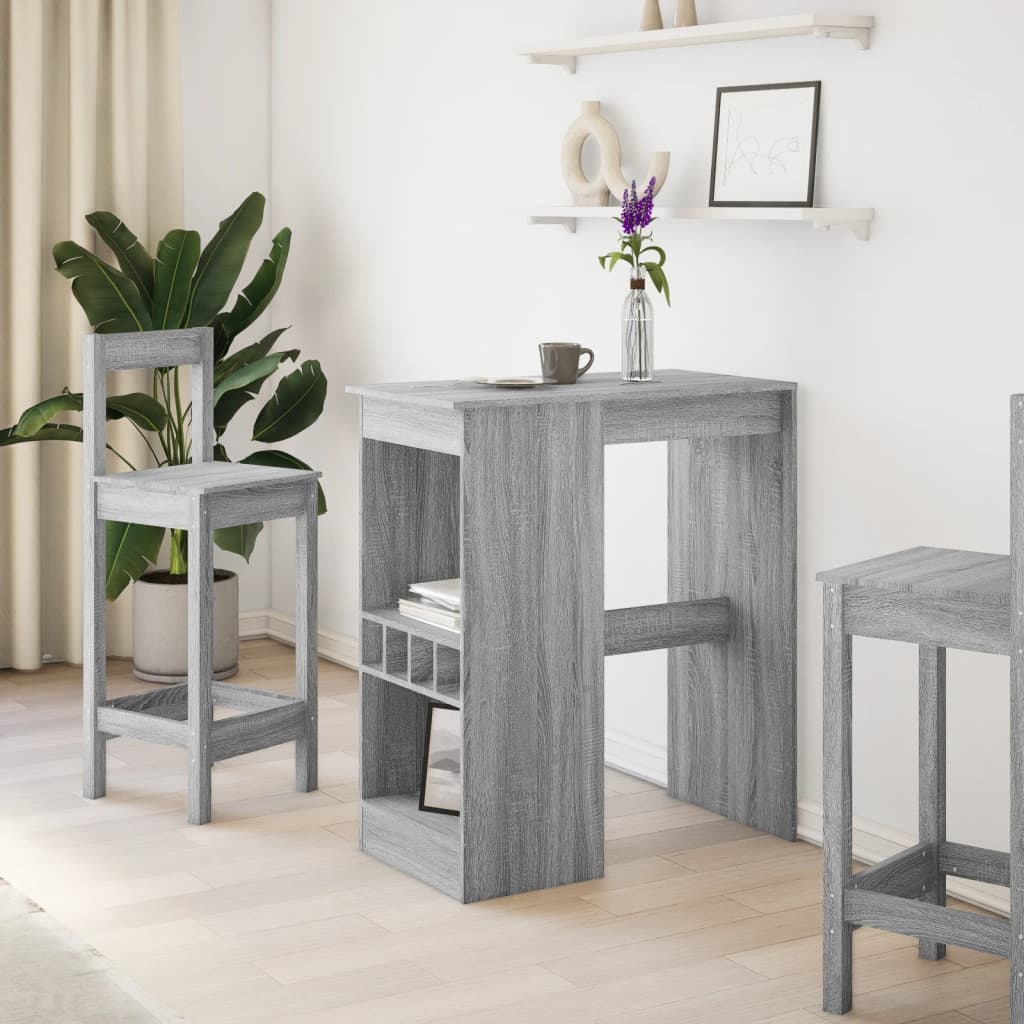 VidaXL Bartafel met rekken 90x47,5x103,5 cm bewerkt hout grijs sonoma