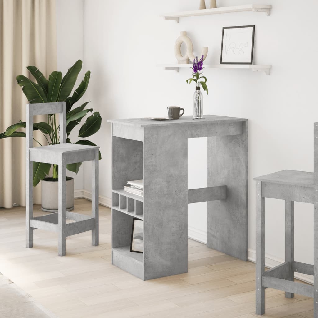 VidaXL Bartafel met rekken 90x47,5x103,5 cm bewerkt hout betongrijs