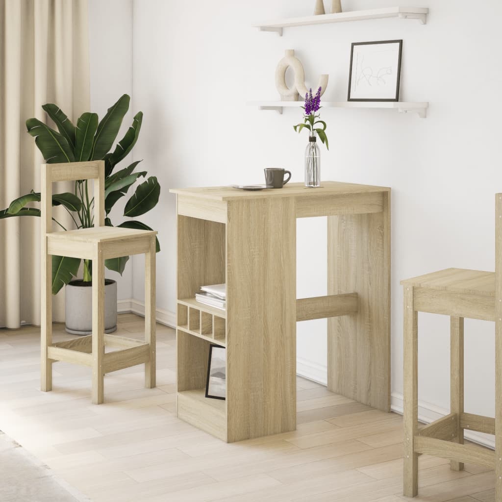 VidaXL Bartafel met rekken 90x47,5x103,5 cm bewerkt hout sonoma eiken
