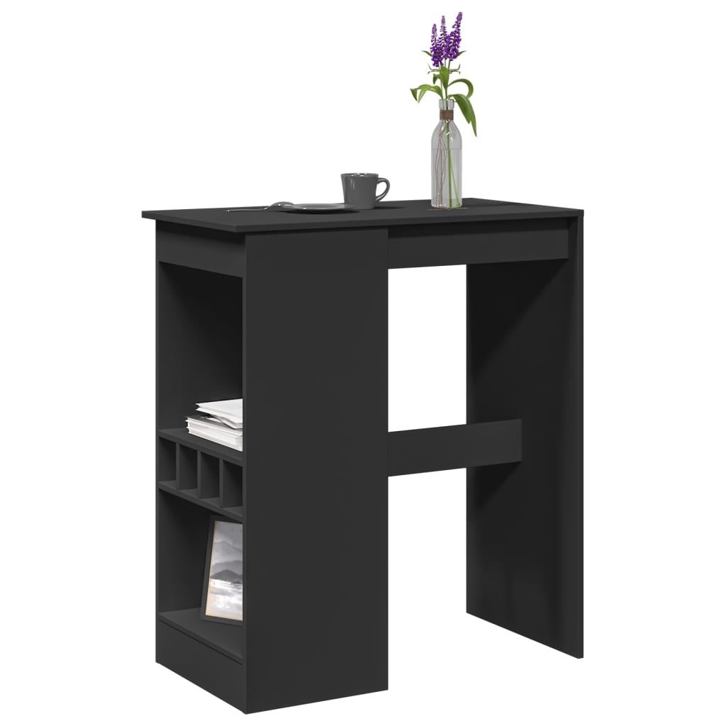VidaXL Bartafel met rekken 90x47,5x103,5 cm bewerkt hout zwart