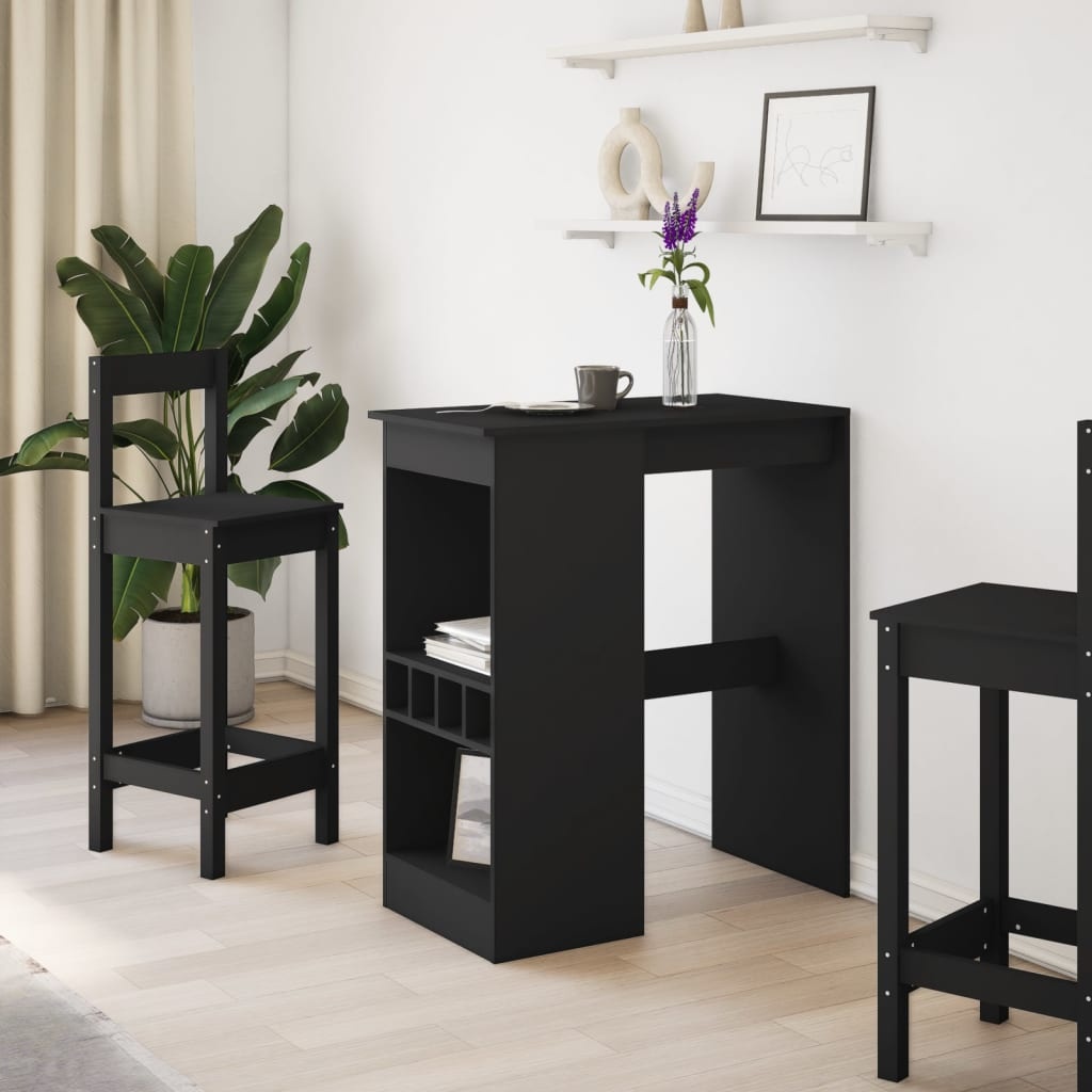 VidaXL Bartafel met rekken 90x47,5x103,5 cm bewerkt hout zwart