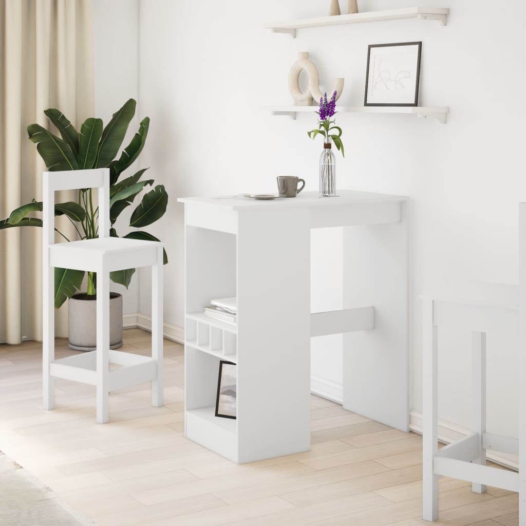 VidaXL Bartafel met rekken 90x47,5x103,5 cm bewerkt hout wit