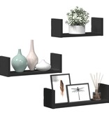 VidaXL Wandschappen 3 st bewerkt hout zwart