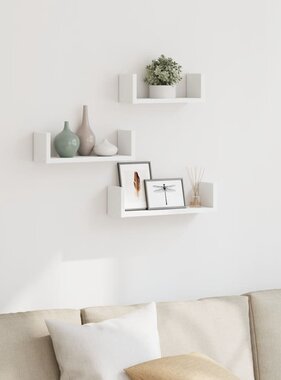 VidaXL Wandschappen 3 st bewerkt hout wit