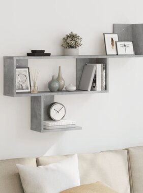 VidaXL Wandschap 100x15x70 cm bewerkt hout betongrijs