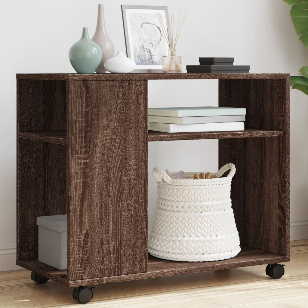 VidaXL Bijzettafel met wieltjes 70x35x60 cm hout bruin eikenkleurig