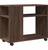 VidaXL Bijzettafel met wieltjes 70x35x60 cm hout bruin eikenkleurig