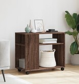 VidaXL Bijzettafel met wieltjes 70x35x60 cm hout bruin eikenkleurig