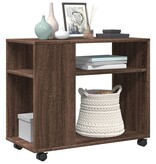 VidaXL Bijzettafel met wieltjes 70x35x60 cm hout bruin eikenkleurig