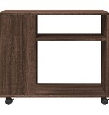 VidaXL Bijzettafel met wieltjes 70x35x60 cm hout bruin eikenkleurig