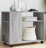 VidaXL Bijzettafel met wieltjes 70x35x60 cm hout grijs sonoma eiken