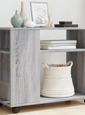 VidaXL Bijzettafel met wieltjes 70x35x60 cm hout grijs sonoma eiken