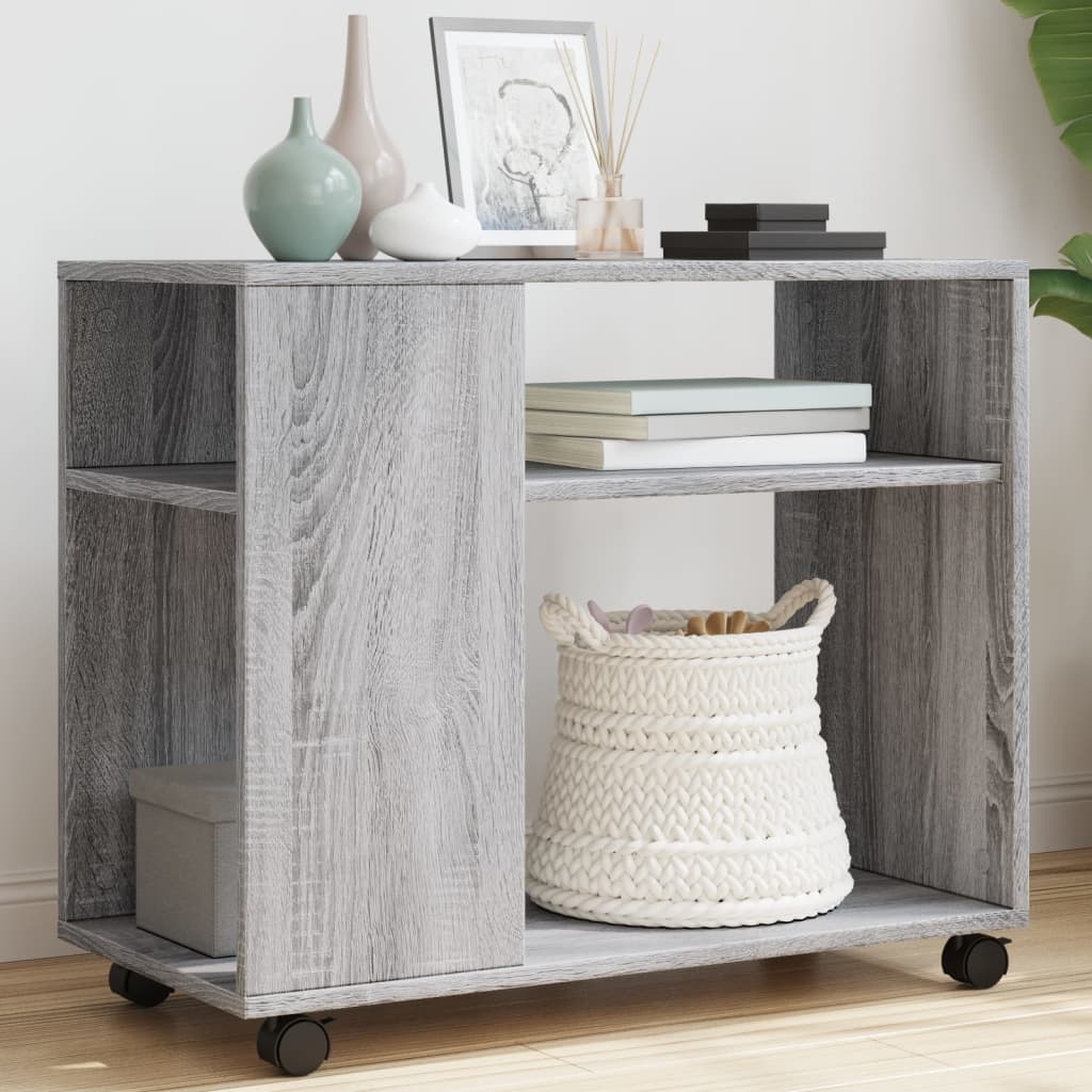 VidaXL Bijzettafel met wieltjes 70x35x60 cm hout grijs sonoma eiken