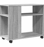 VidaXL Bijzettafel met wieltjes 70x35x60 cm hout grijs sonoma eiken