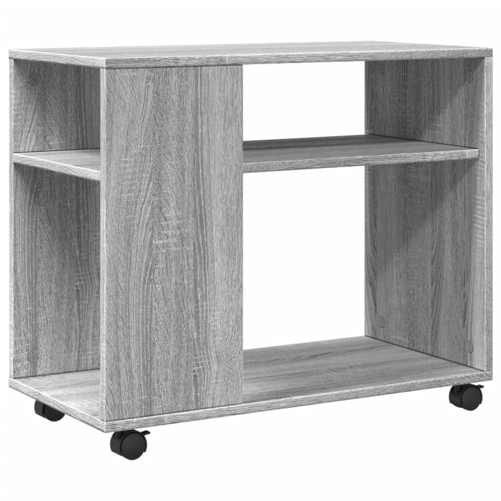 VidaXL Bijzettafel met wieltjes 70x35x60 cm hout grijs sonoma eiken