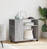 VidaXL Bijzettafel met wieltjes 70x35x60 cm hout grijs sonoma eiken