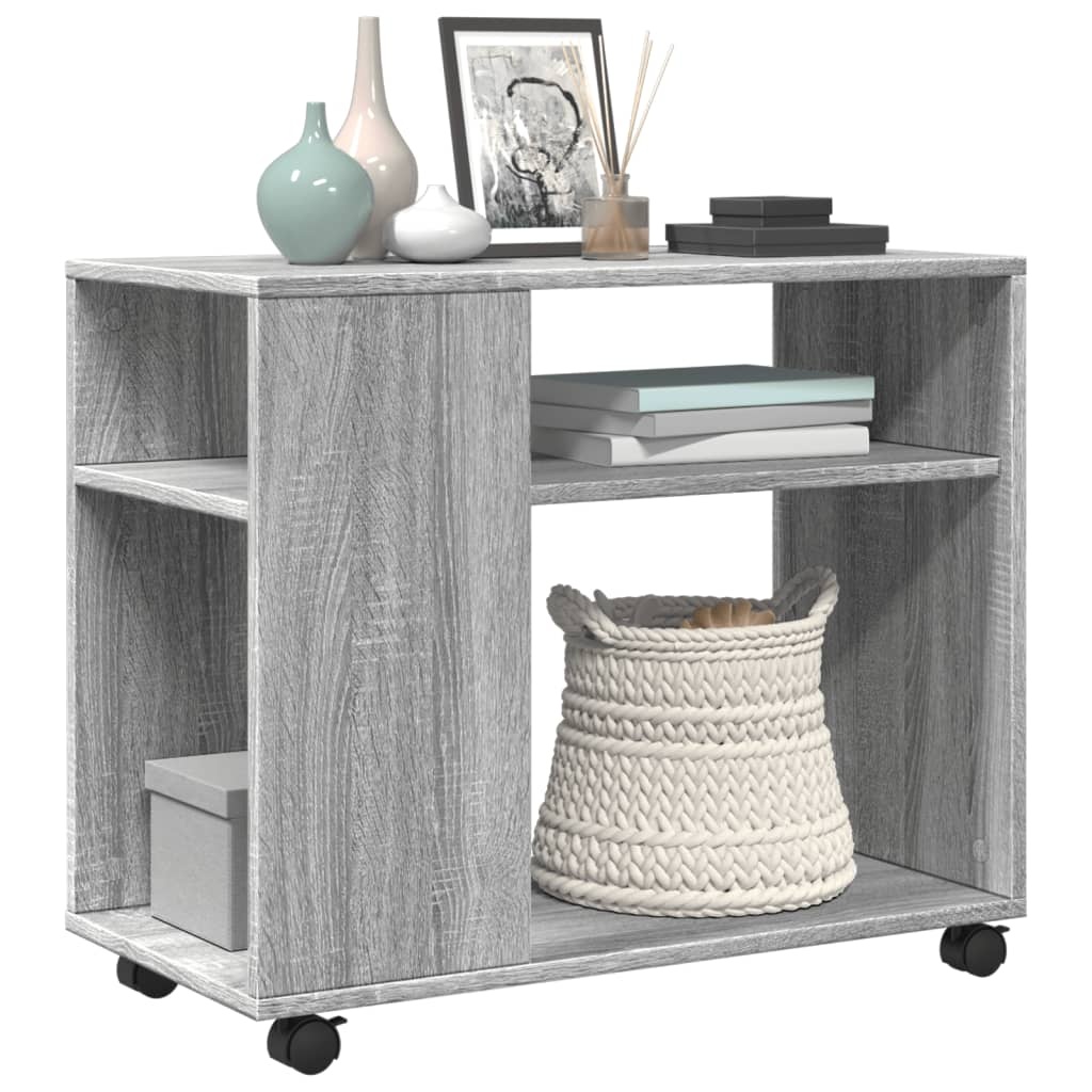 VidaXL Bijzettafel met wieltjes 70x35x60 cm hout grijs sonoma eiken