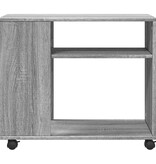 VidaXL Bijzettafel met wieltjes 70x35x60 cm hout grijs sonoma eiken