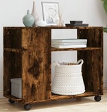 VidaXL Bijzettafel met wieltjes 70x35x60 cm hout gerookt eikenkleurig