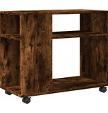 VidaXL Bijzettafel met wieltjes 70x35x60 cm hout gerookt eikenkleurig