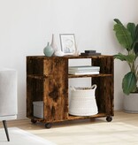 VidaXL Bijzettafel met wieltjes 70x35x60 cm hout gerookt eikenkleurig