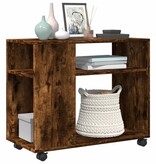 VidaXL Bijzettafel met wieltjes 70x35x60 cm hout gerookt eikenkleurig