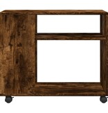 VidaXL Bijzettafel met wieltjes 70x35x60 cm hout gerookt eikenkleurig