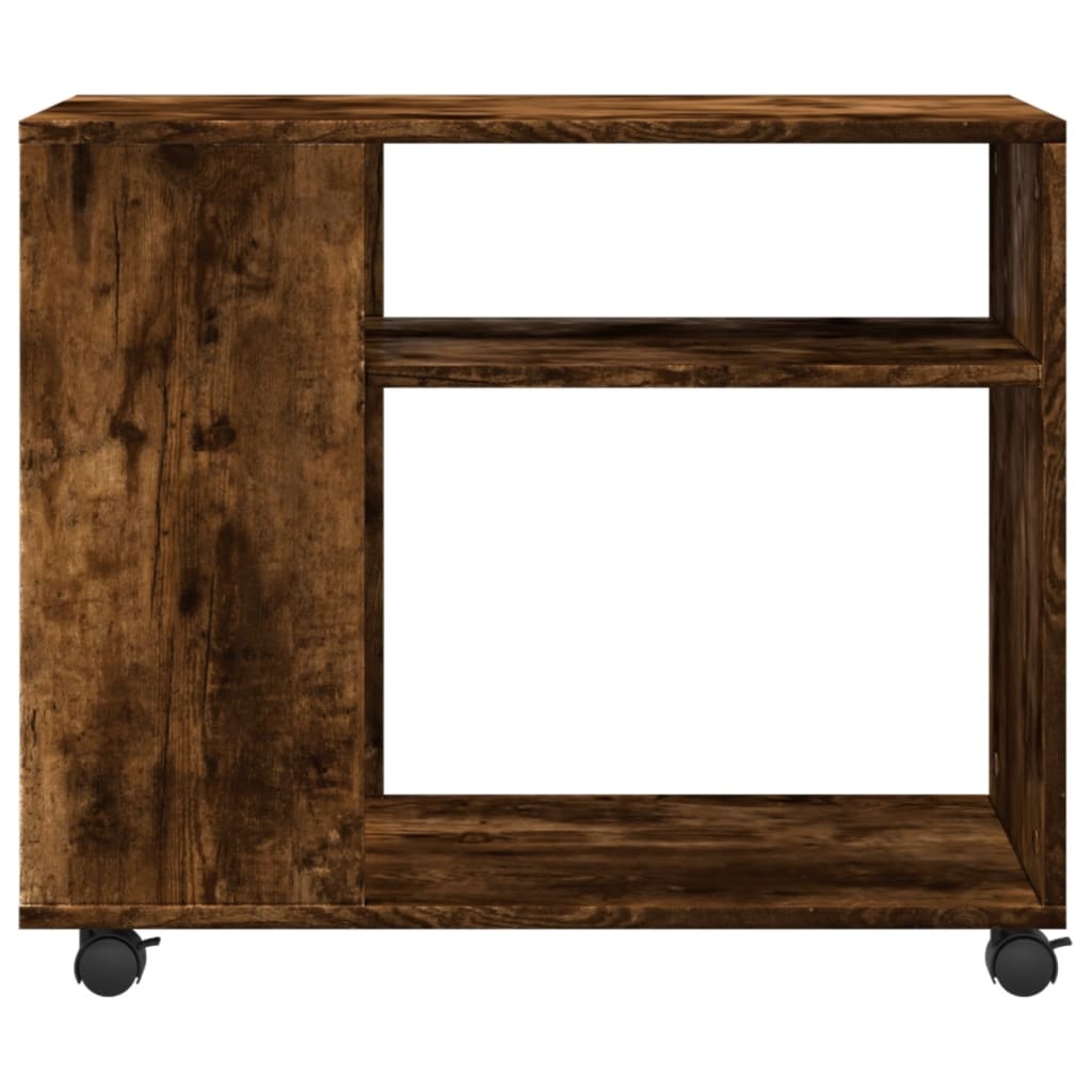 VidaXL Bijzettafel met wieltjes 70x35x60 cm hout gerookt eikenkleurig