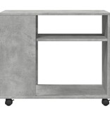 VidaXL Bijzettafel met wielen 70x35x60 cm bewerkt hout betongrijs