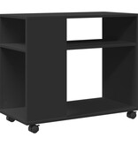 VidaXL Bijzettafel met wieltjes 70x35x60 cm bewerkt hout zwart