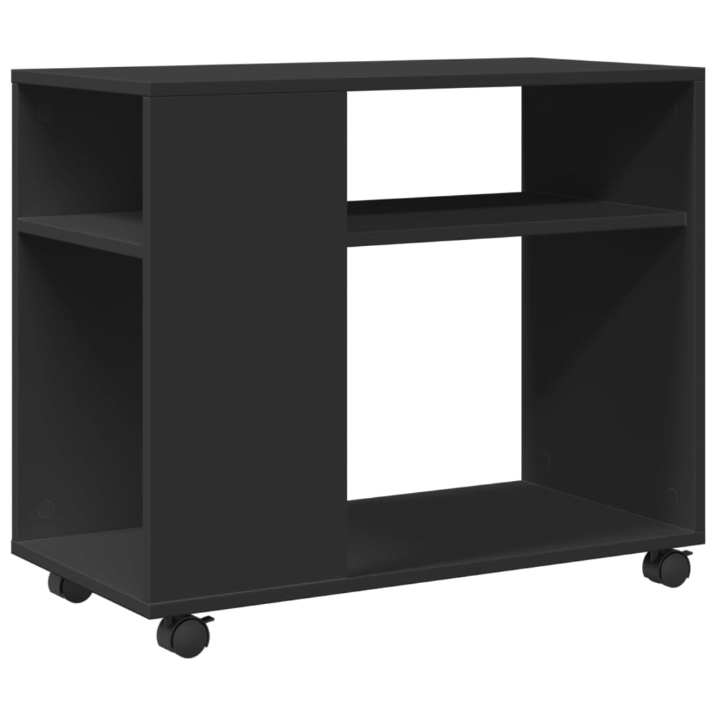 VidaXL Bijzettafel met wieltjes 70x35x60 cm bewerkt hout zwart