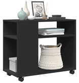 VidaXL Bijzettafel met wieltjes 70x35x60 cm bewerkt hout zwart