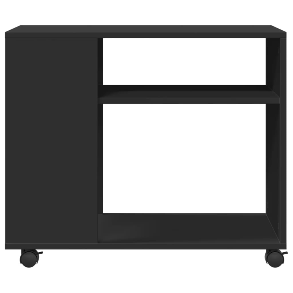 VidaXL Bijzettafel met wieltjes 70x35x60 cm bewerkt hout zwart