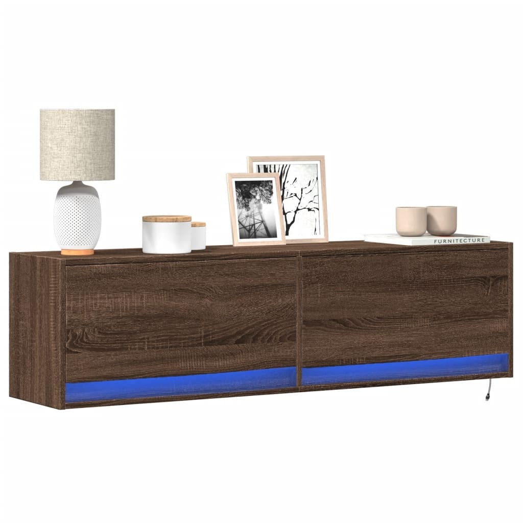 VidaXL Tv-wandmeubel met LED-verlichting 140x31x38 cm bruin eikenkleur
