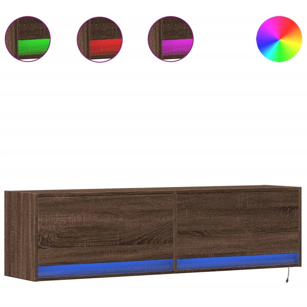 VidaXL Tv-wandmeubel met LED-verlichting 140x31x38 cm bruin eikenkleur