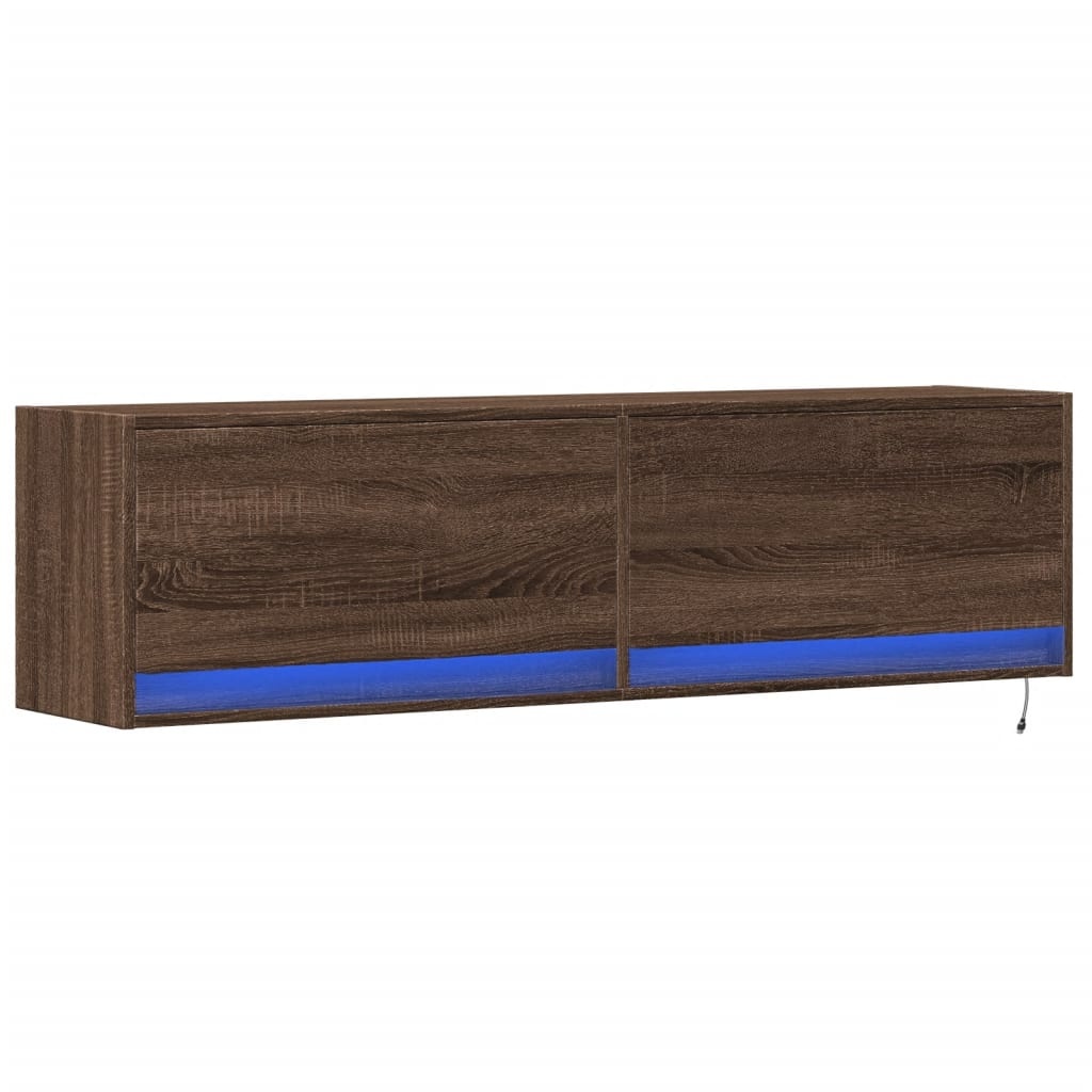 VidaXL Tv-wandmeubel met LED-verlichting 140x31x38 cm bruin eikenkleur