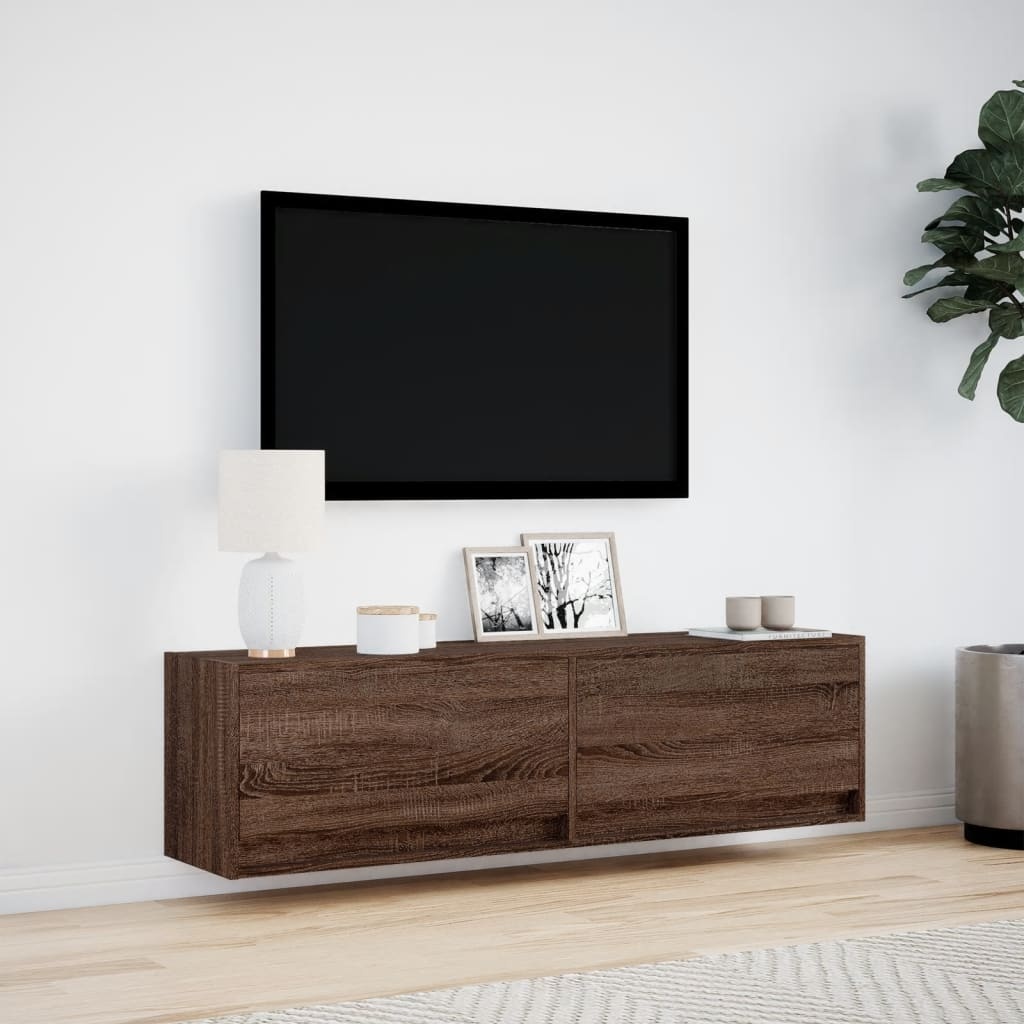VidaXL Tv-wandmeubel met LED-verlichting 140x31x38 cm bruin eikenkleur