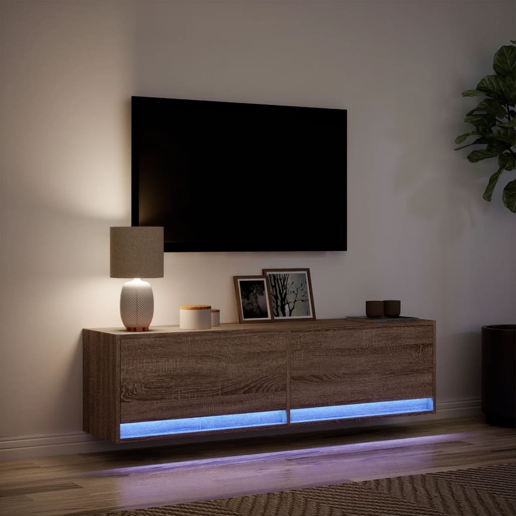 VidaXL Tv-wandmeubel met LED-verlichting 140x31x38 cm bruin eikenkleur