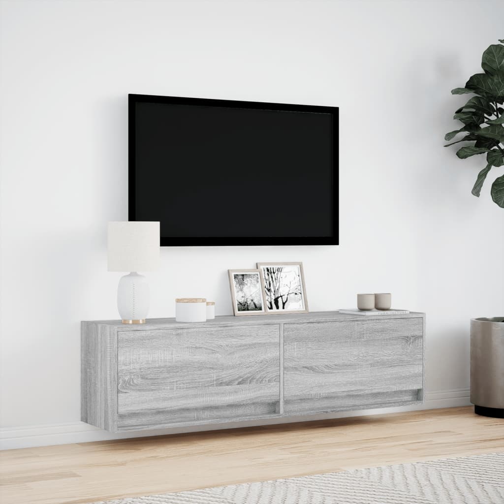 VidaXL Tv-wandmeubel met LED-verlichting 140x31x38 cm grijs sonoma