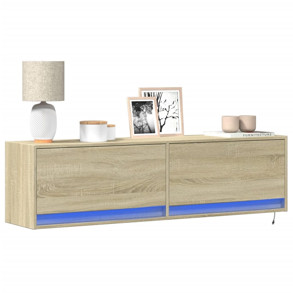 VidaXL Tv-wandmeubel met LED-verlichting 140x31x38 cm sonoma eiken