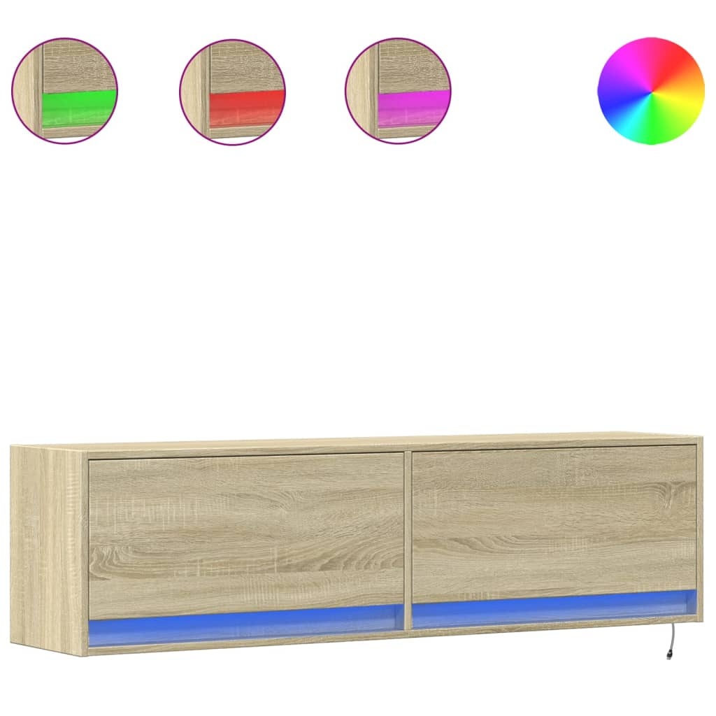 VidaXL Tv-wandmeubel met LED-verlichting 140x31x38 cm sonoma eiken