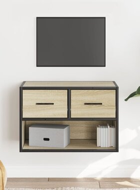 VidaXL Tv-meubel 60x31x39,5 cm bewerkt hout metaal sonoma eikenkleurig