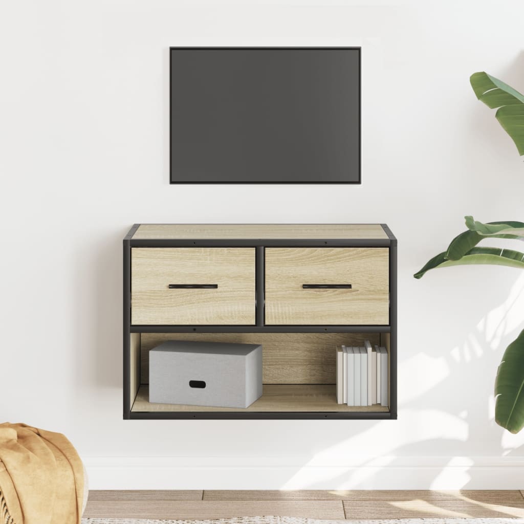 VidaXL Tv-meubel 60x31x39,5 cm bewerkt hout metaal sonoma eikenkleurig