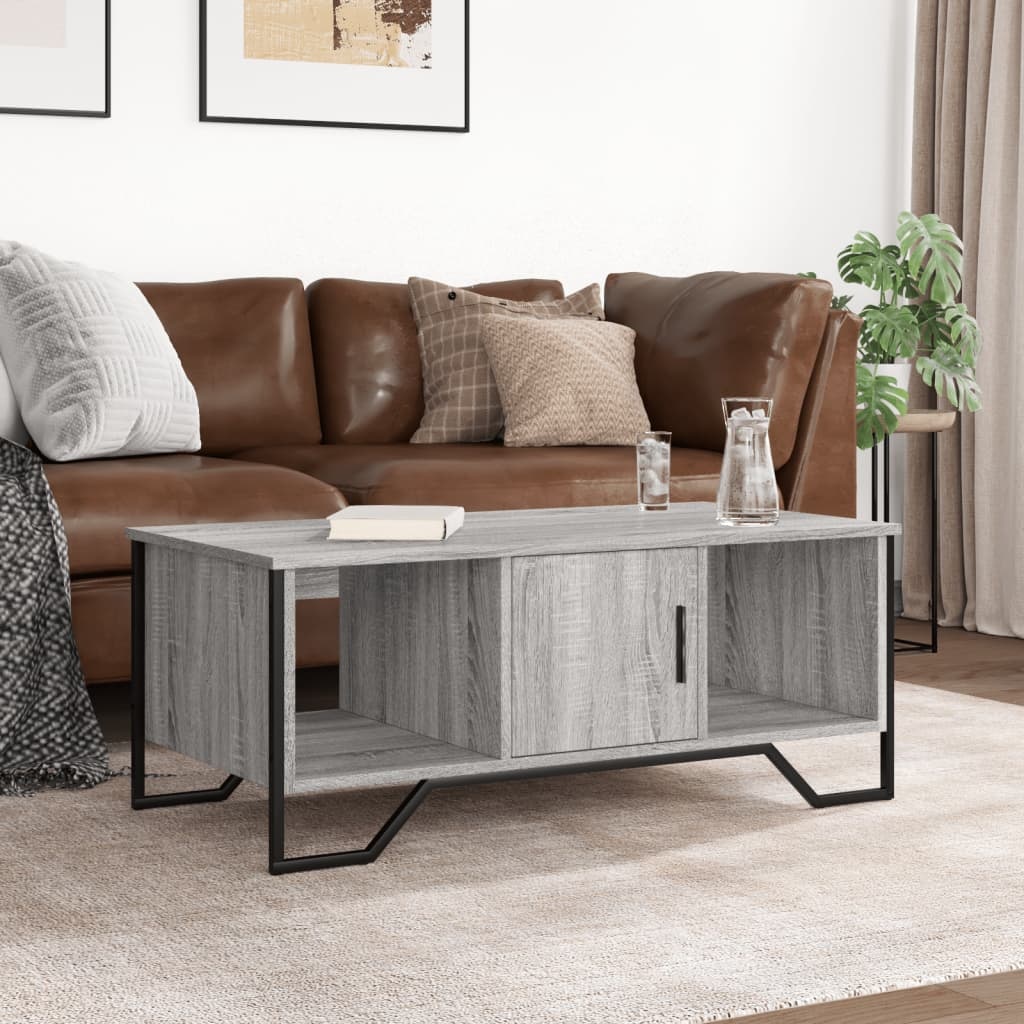 VidaXL Salontafel 100x51x40 cm bewerkt hout grijs sonoma
