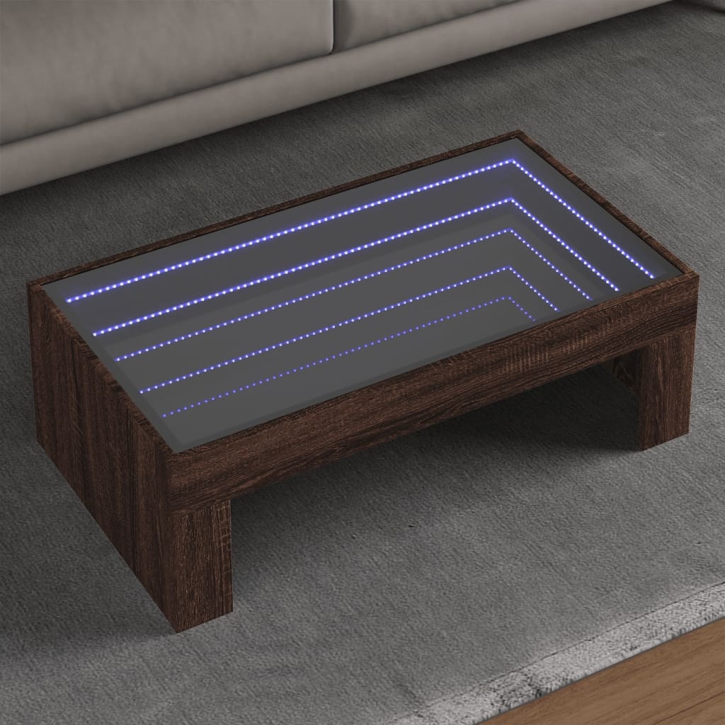 VidaXL Salontafel met Infinity LED 90x50x30 cm bruin eikenkleurig